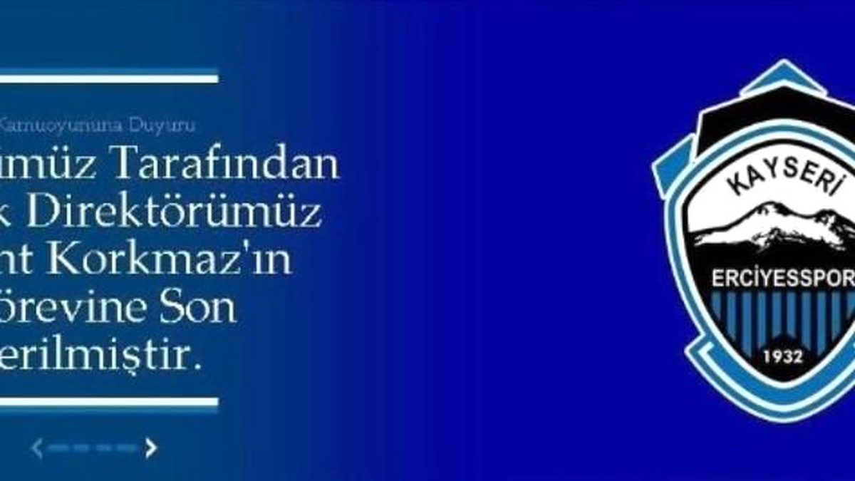 Kayseri Erciyesspor\'da Bülent Korkmaz\'ın Görevine Son Verildi