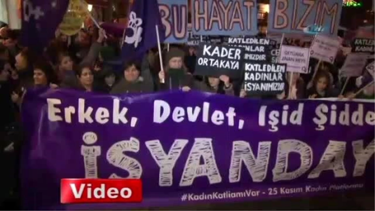 Taksim\'de Kadına Şiddete Karşı Yürüdüler