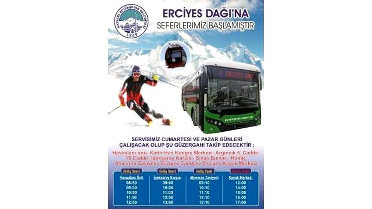 Erciyes\'e Otobüs Seferleri Başlıyor