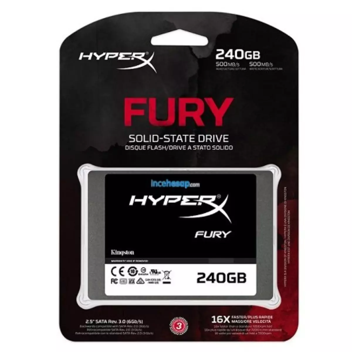 Kingston Hyperx Fury 240 Gb 500/500mbs Ssd Disk