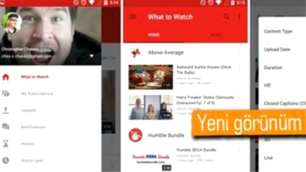 Android İçin Youtube Güncellendi, Materyal Tasarım Geldi