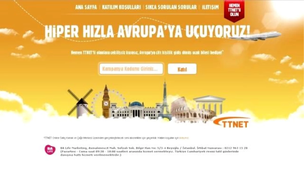 TTNET ve BA Life Marketing\'ten Avrupa\'ya uçuran kampanya!