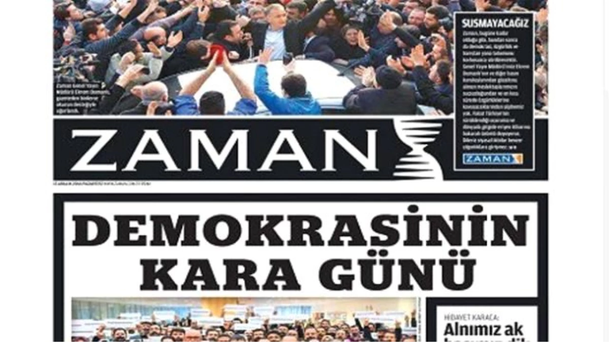 Operasyon Sonrası Zaman Gazetesi Siyah Logoyla Çıktı