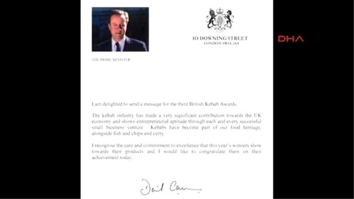 İngiltere Başbakanı Cameron\'dan Kebap Ödül Töreni İçin Mesaj
