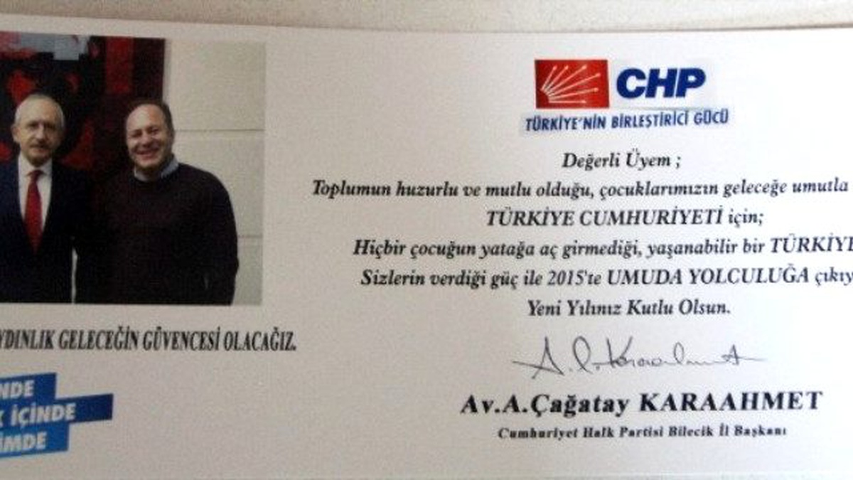 CHP\'li Karaahmet, İstifa Ettiği İl Başkanlığı Sıfatıyla Yeni Yıl Tebrik Kartı Gönderdi