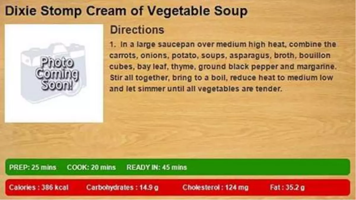 Dixie Stomp Cream Of Vegetable Soup