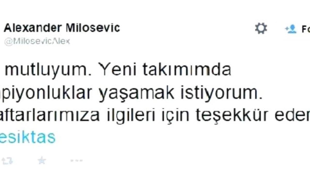 Beşiktaş\'ın Yeni Transferi Milosevic: Büyük Bir Hayalimi Gerçekleştirdim