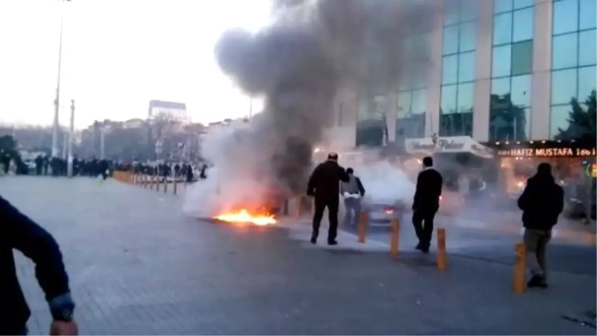 Benzinle Aracını Yakan Sürücüye Polis Müdahale Etti