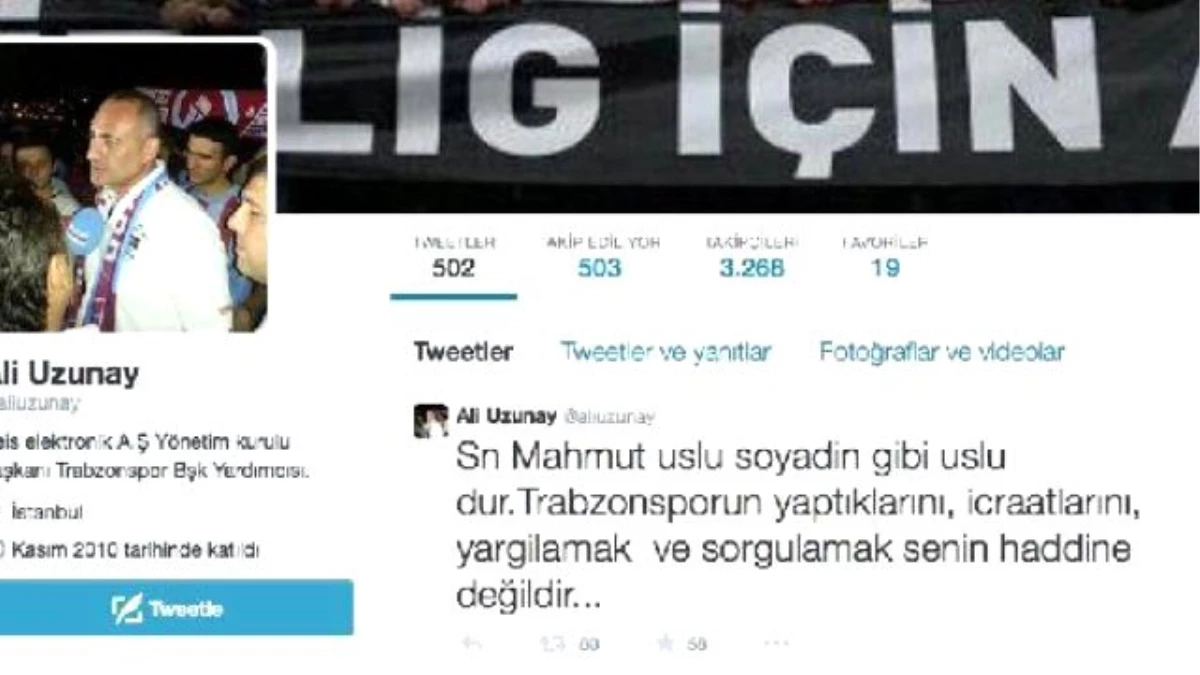 Trabzonspor Başkan Yardımcısı: Mahmut Uslu, Uslu Dur