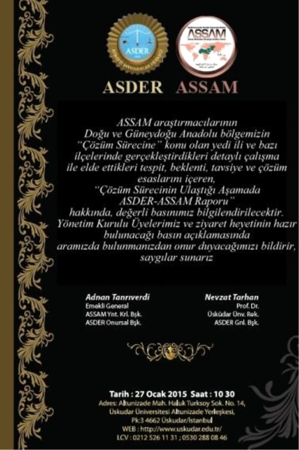 Çözüm Sürecine İlişkin Asder-Assam Raporu
