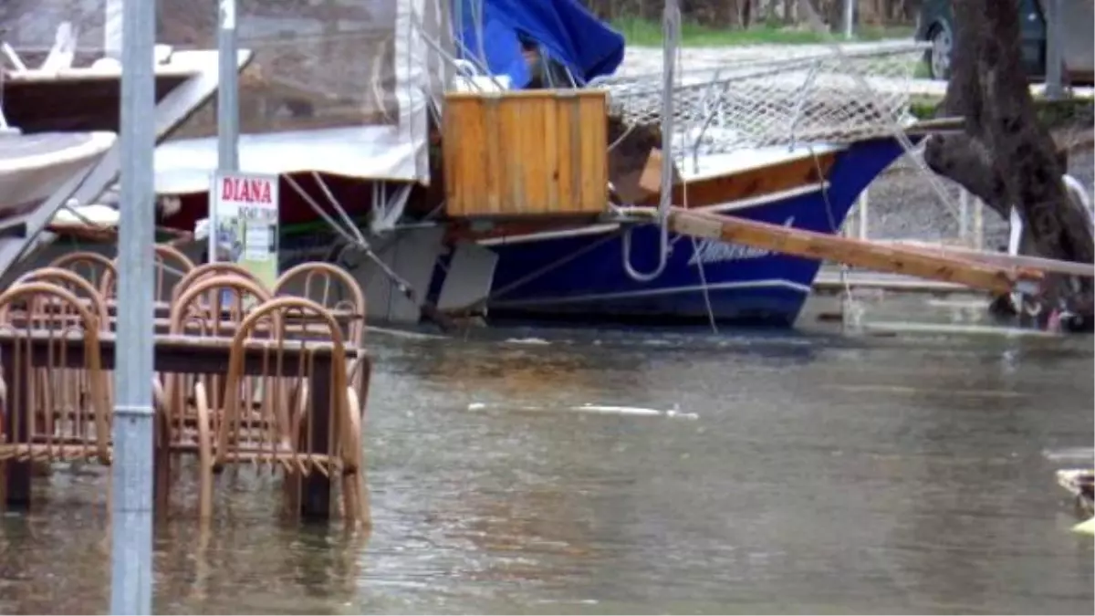 Yağışlar Dalyan Kanalı\'nı Taşırdı