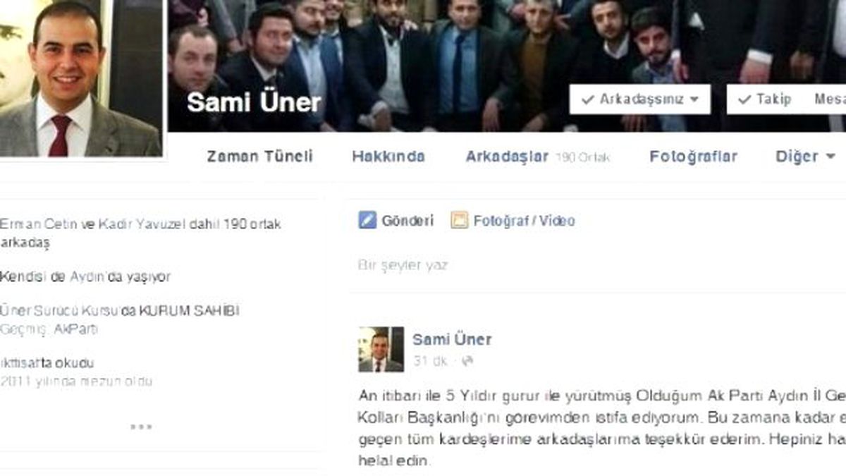 AK Parti Aydın İl Gençlik Kolları Başkanı Üner İstifa Etti
