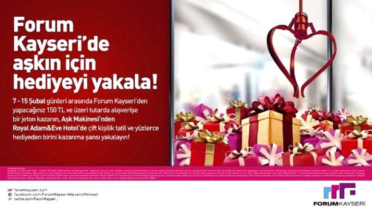 Forum Kayseri\'de Aşk Makinesi Sürpriz Hediyeler Kazandıracak