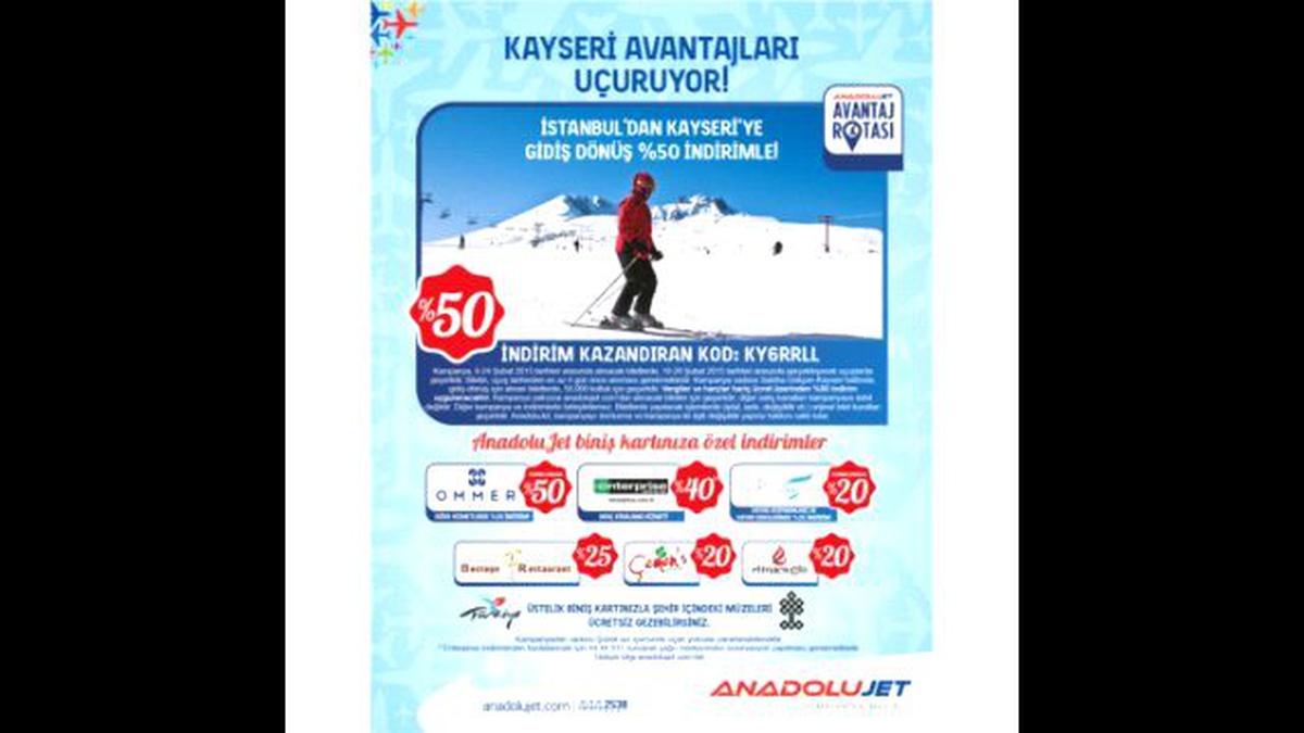 Anadolujet\'in Avantaj Rotası Şubat\'ta Kayseri\'de