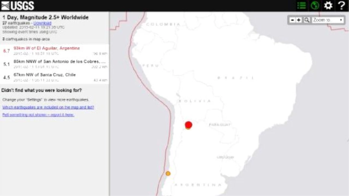 Şili - Arjantin Sınırında 6,7 Büyüklüğünde Deprem