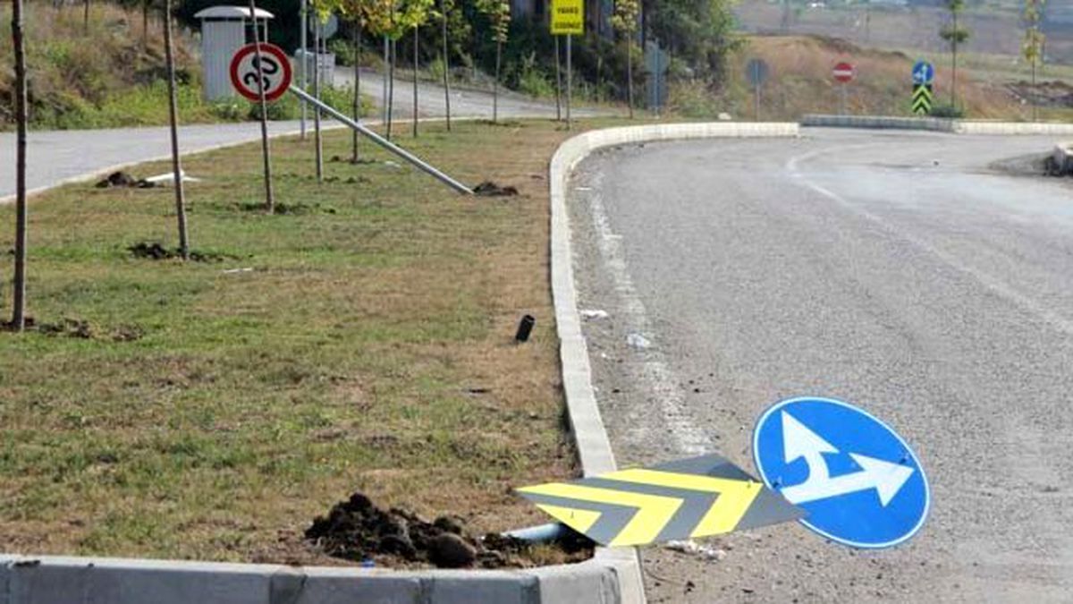Trafik Levhaları Maganda Kurbanı