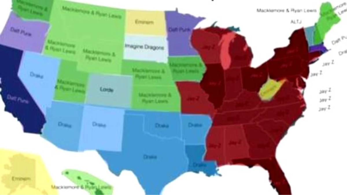 Map Shows State\'s Most Popular Musician By Streams