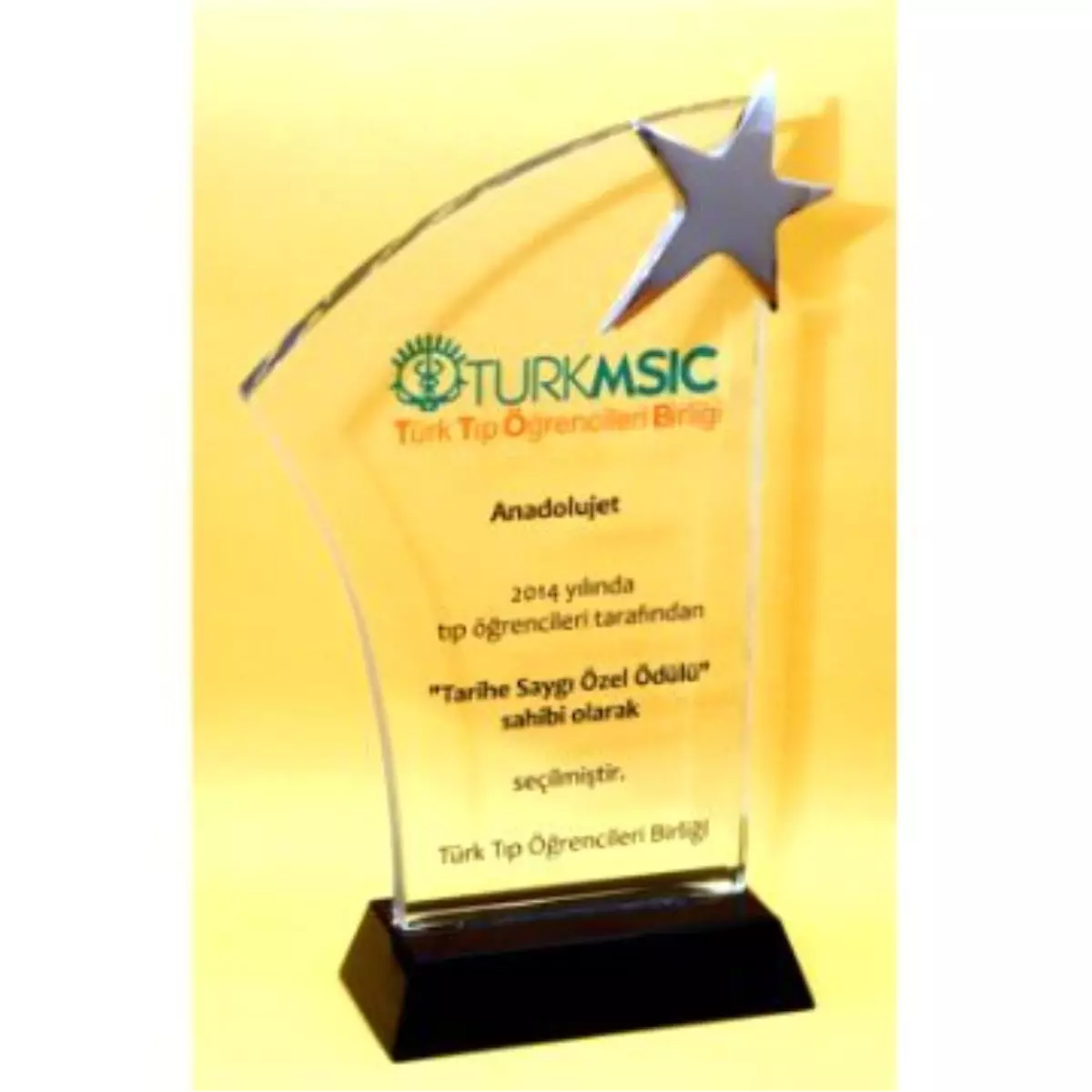 Anadolujet,"Tarihe Saygı Özel Ödülü"Ne Layık Görüldü