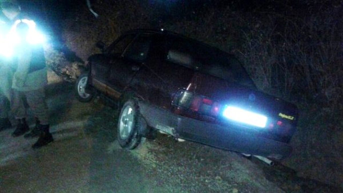 Yoldan Çıkan Otomobil Yan Yattı