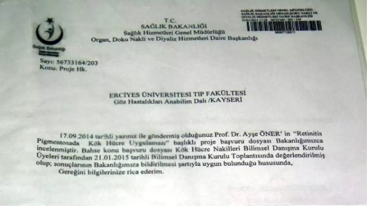 Bakanlığın Kök Hücre Nakli ile Ameliyat İzni Verdiği 2 Doktordan Biri Oldu