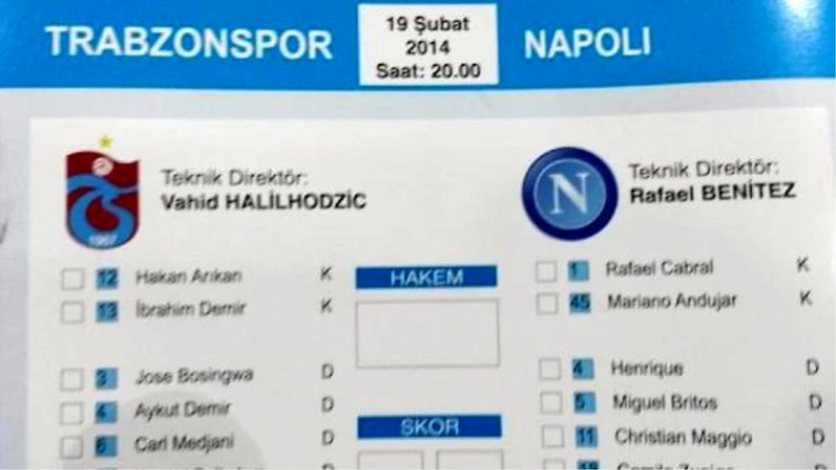 Trabzonspor – Napoli Notları