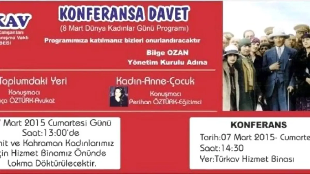 Türkav\'dan 8 Mart Dünya Kadınlar Günü Programı