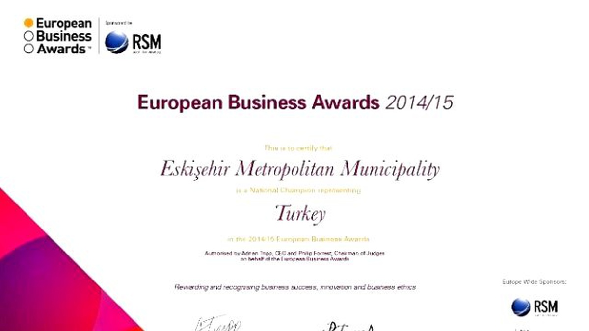 Büyükşehir, \'European Business Awards\' Oylamasında Türkiye Birincisi Oldu