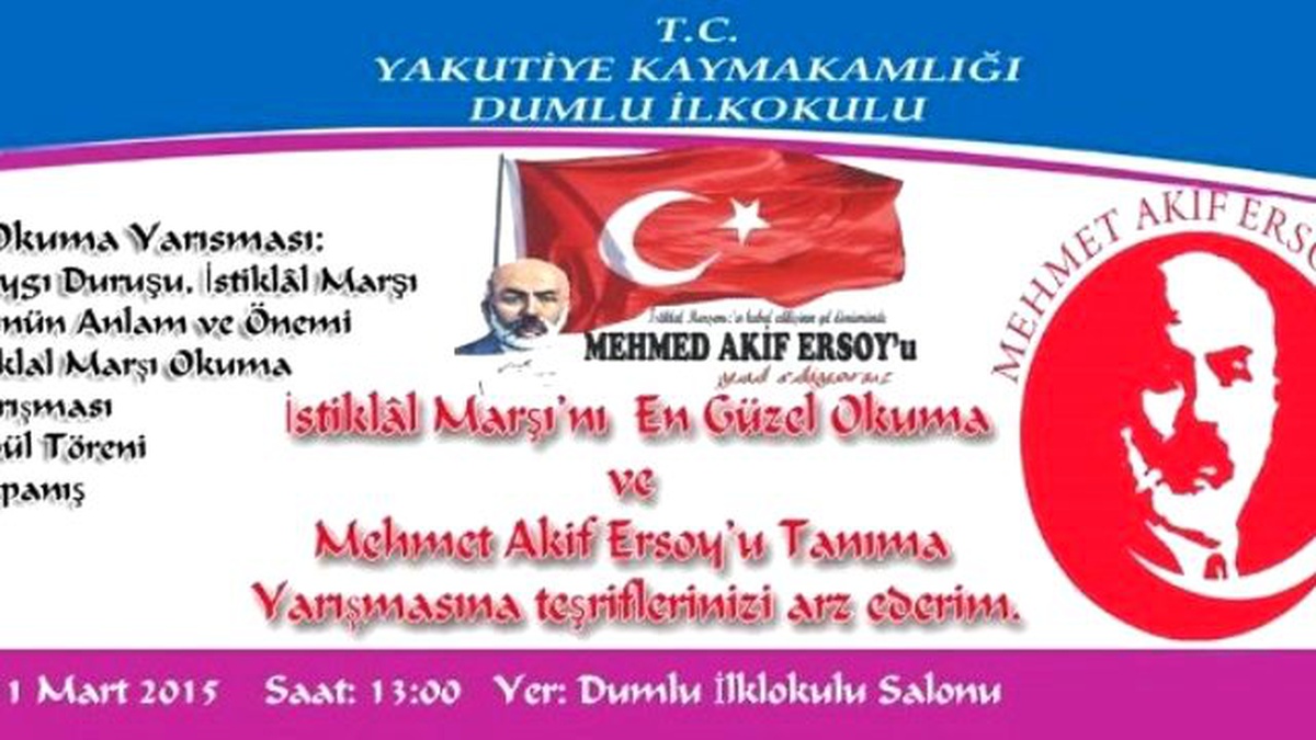 Dumlu\'da İstiklal Marşı\'nı En Güzel Okuma Yarışması Yapılacak