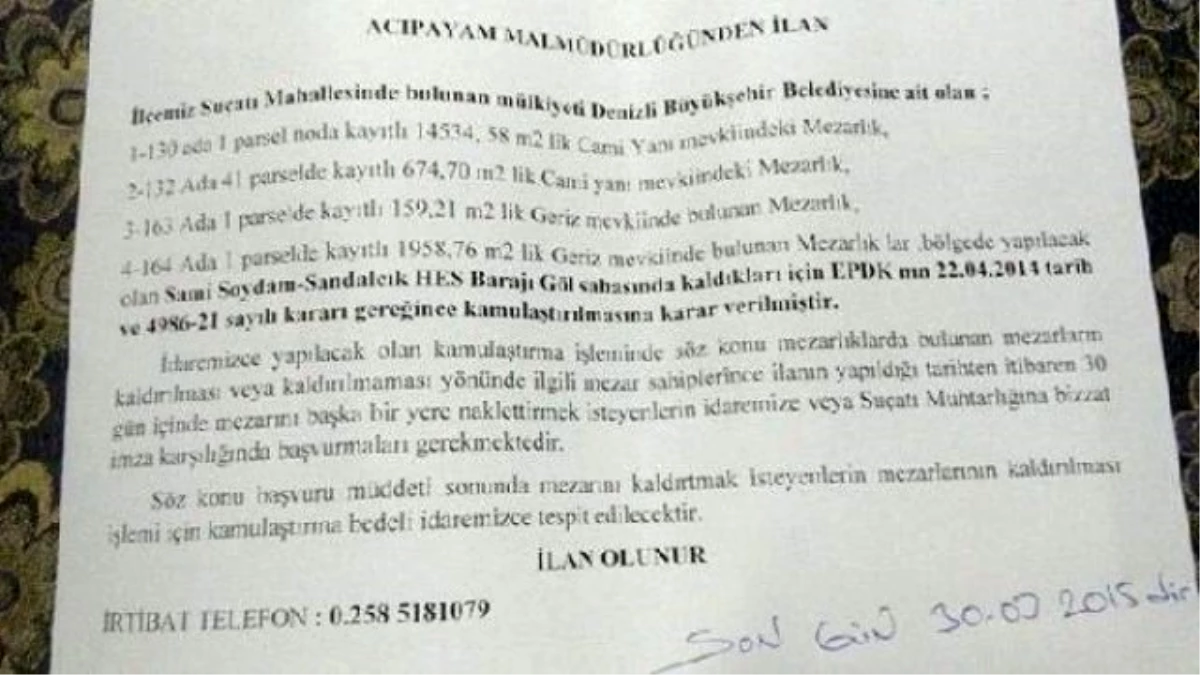 Baraj Yapımı Nedeniyle 4 Ayrı Mezarlık Taşınacak