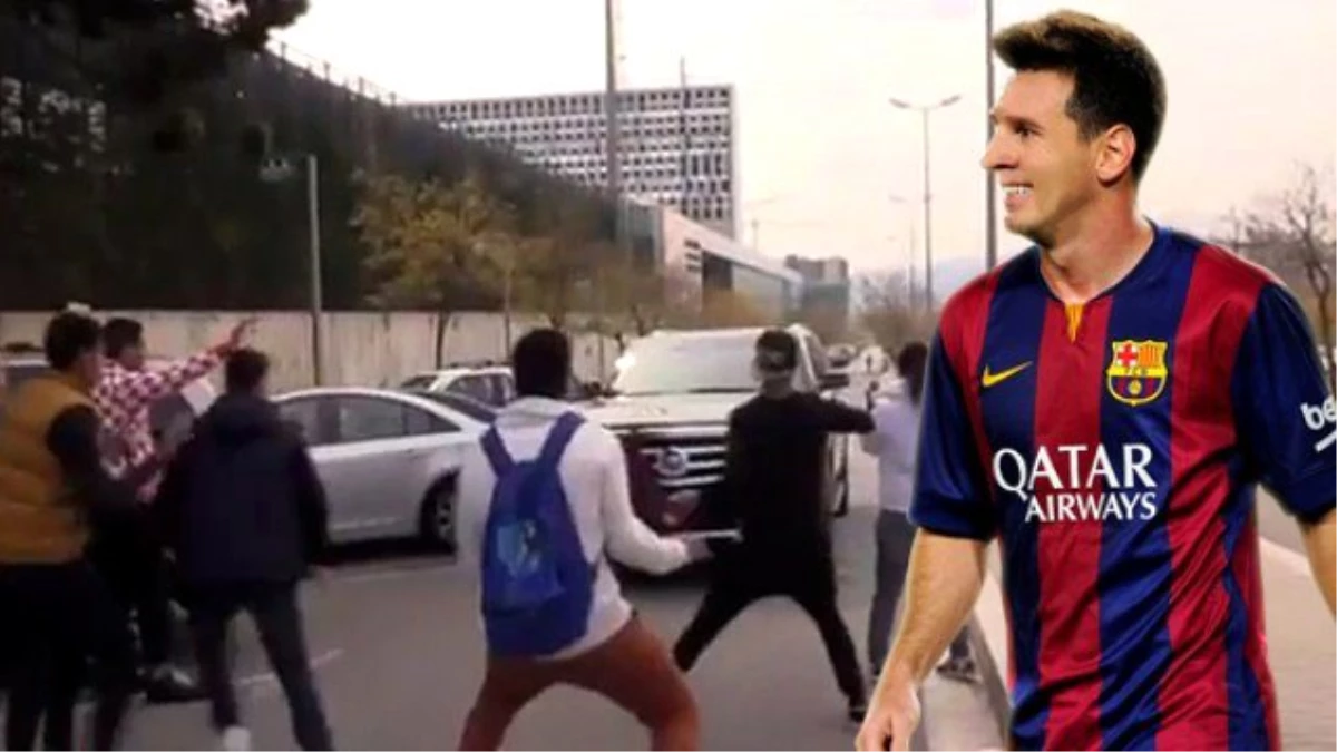 Messi, Otomobilini Taraftarın Üzerine Sürdü!