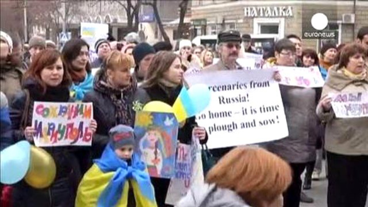 Mariupol\'de Kiev Hükümetine Destek Gösterisi