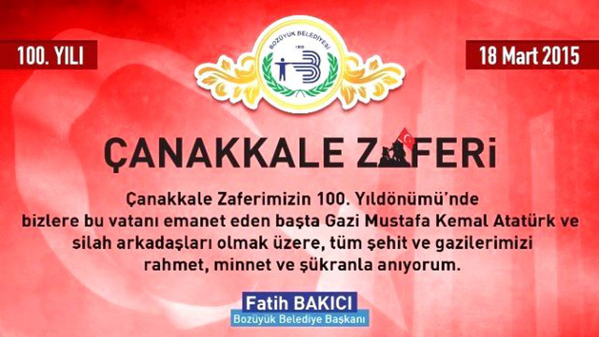 Başkan Bakıcı\'dan Çanakkale Deniz Zaferi\'nin 100. Yıl Dönümü Mesajı