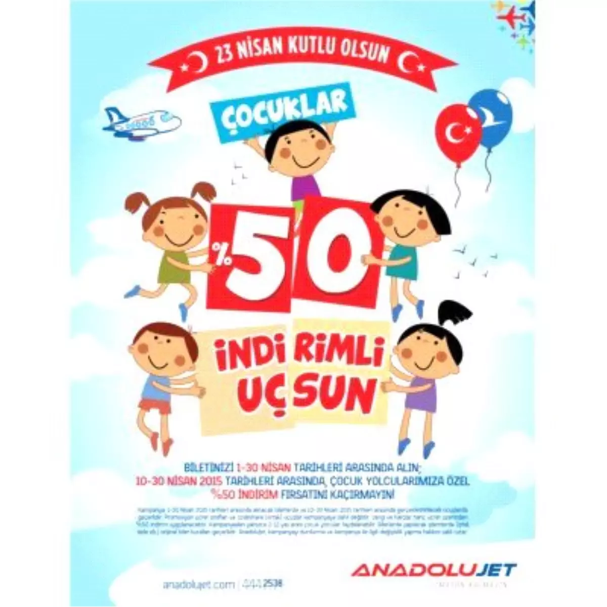 Çocuklar Anadolujet ile Yüzde 50 İndirimli Uçsun