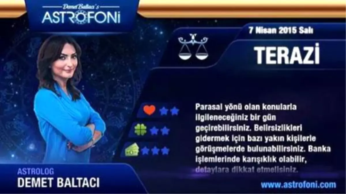 Terazi Burcu Günlük Yorumu, Bugün (7 Nisan 2015)