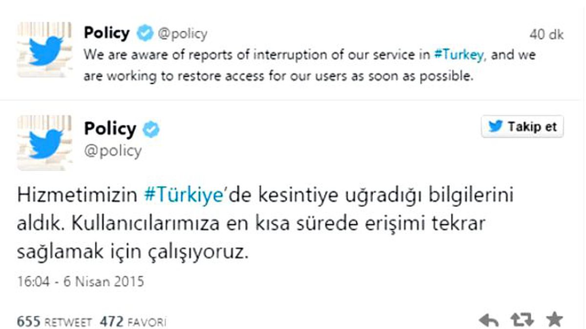 Twitter\'dan Erişim Engellemesine Açıklama Geldi !