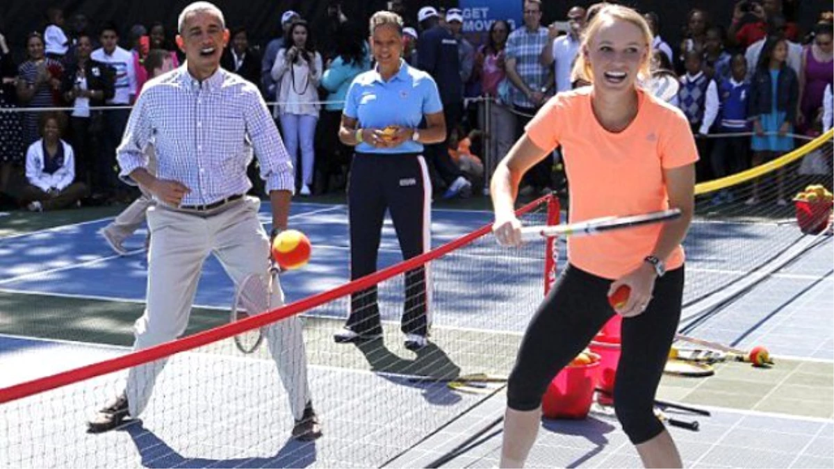 Wozniacki\'yle Obama Tenis Oynadı