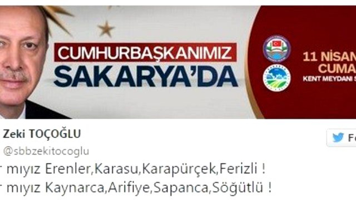 Sakarya Cumhurun Reisi ile Buluşuyor
