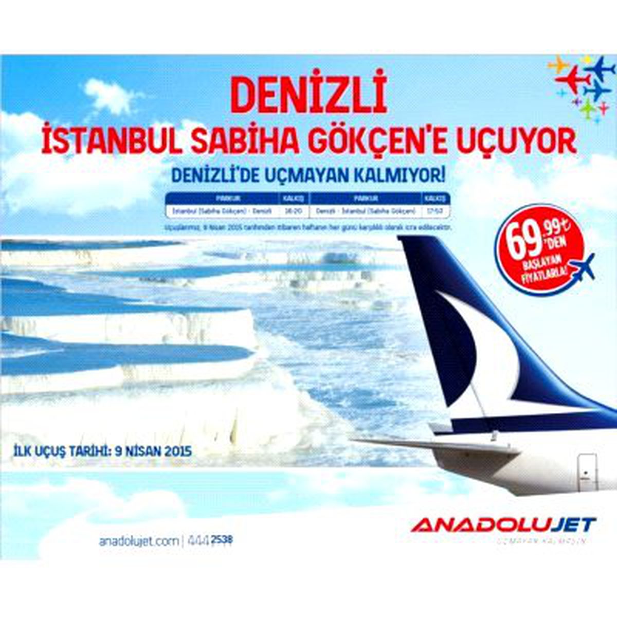 Anadolujet Artık İstanbul\'dan Denizli\'ye Uçuyor