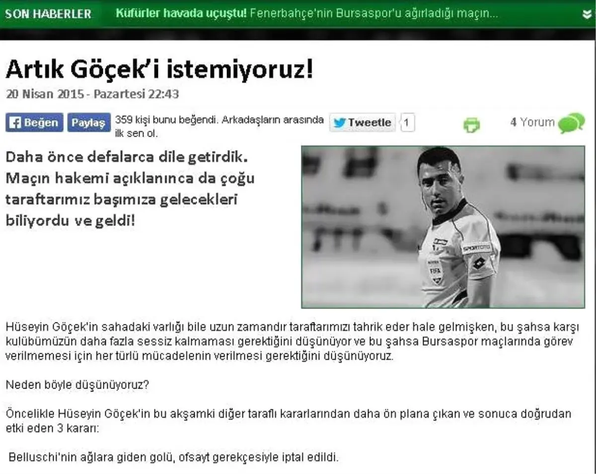 Bursaspor\'da Göçek İsyanı