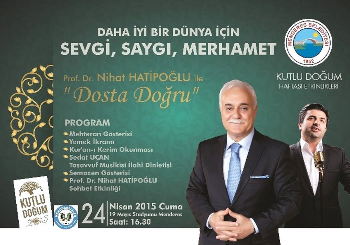 Menderes\'te Nihat Hatipoğlu ile Kutlu Doğum Programı
