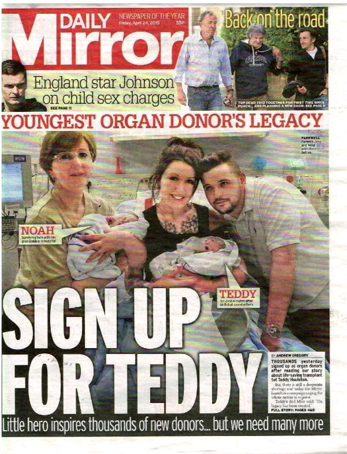 Daily Mirror: "Teddy İçin İmza Verin"