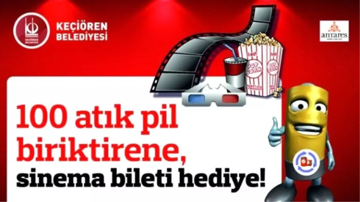 Yüz Atık Pil Getirene Sinema Bileti Hediye