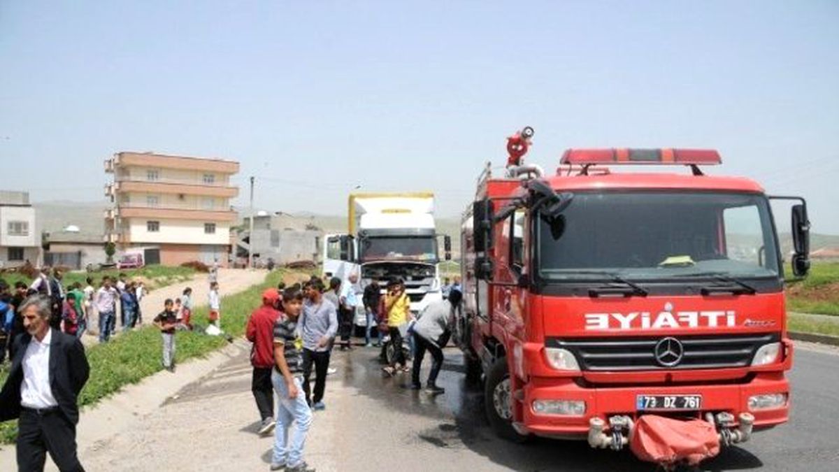 Cizre\'de Seyir Halindeki Tır\'da Yangın Çıktı: 1 Yaralı