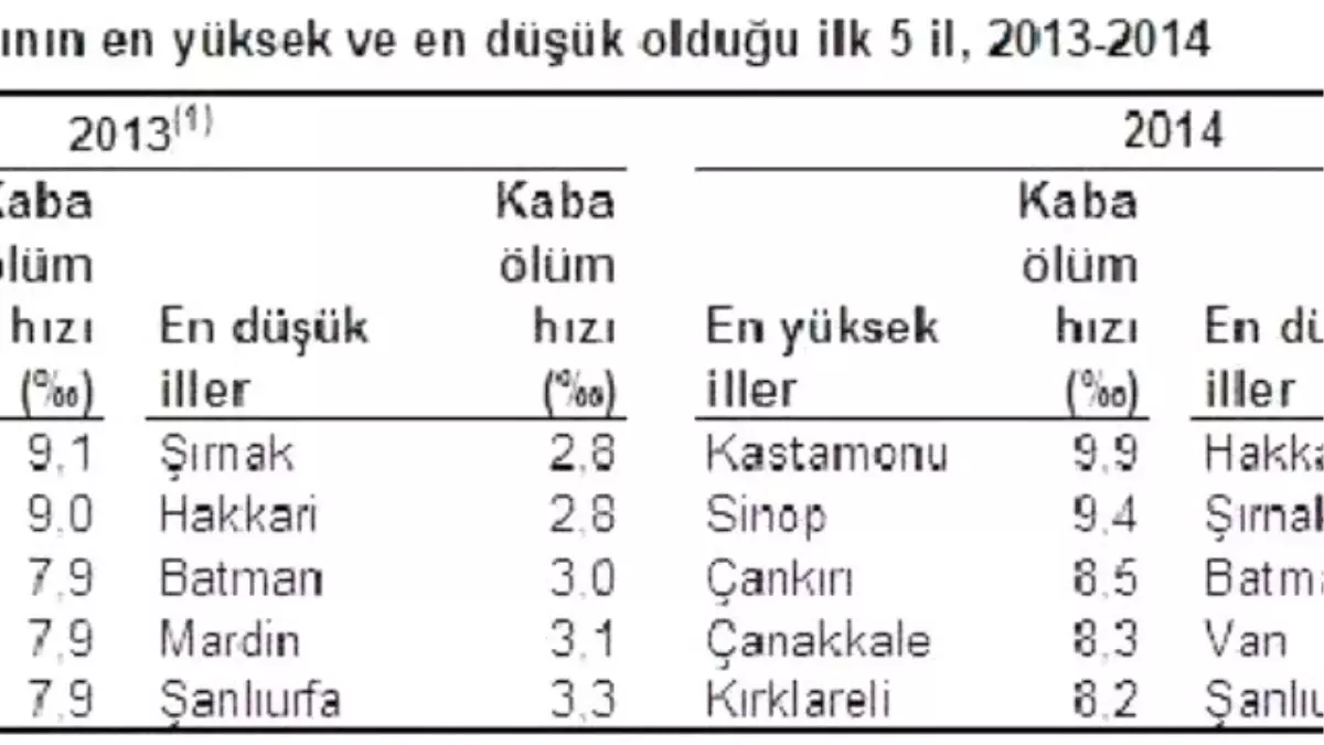 Türkiye\'de Ölüm Sayısı ve Ölüm Hızı 2014 Yılında Yükseldi (2)