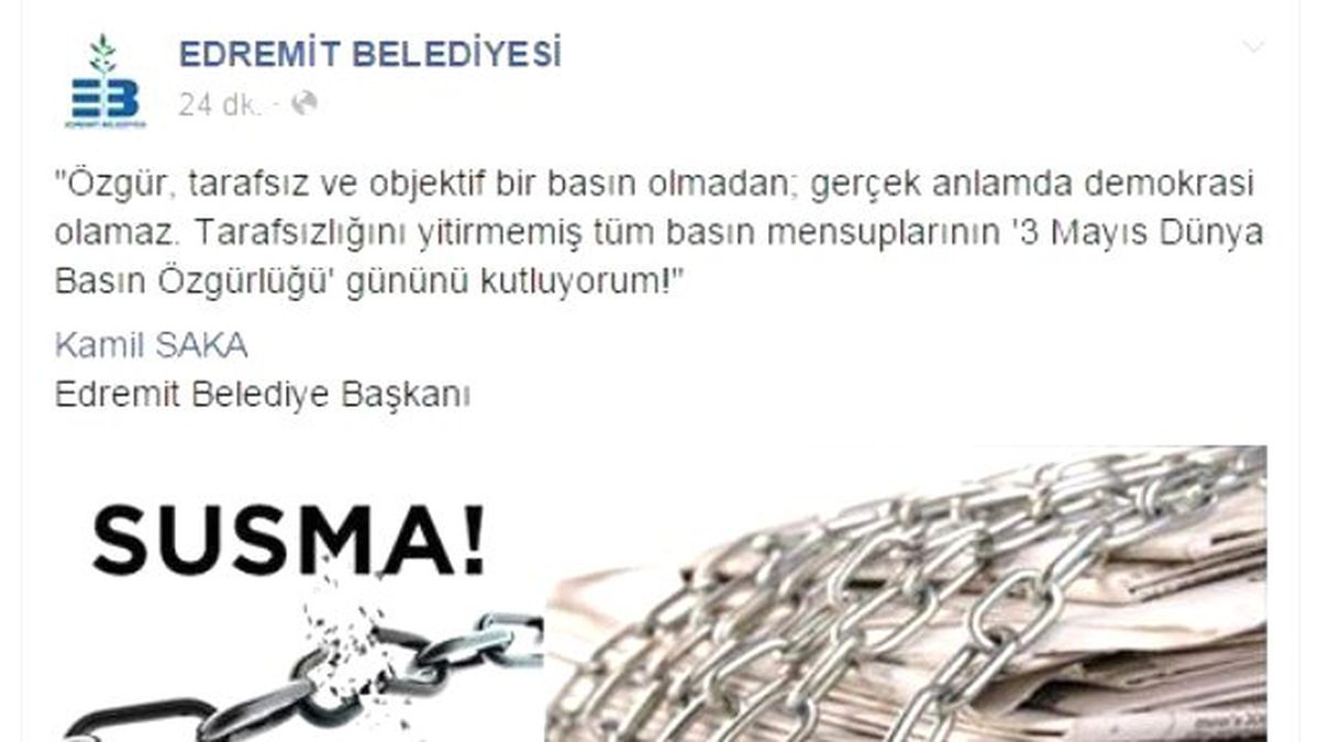 Başkan Saka\'dan Basın Özgürlüğü Günü Mesajı