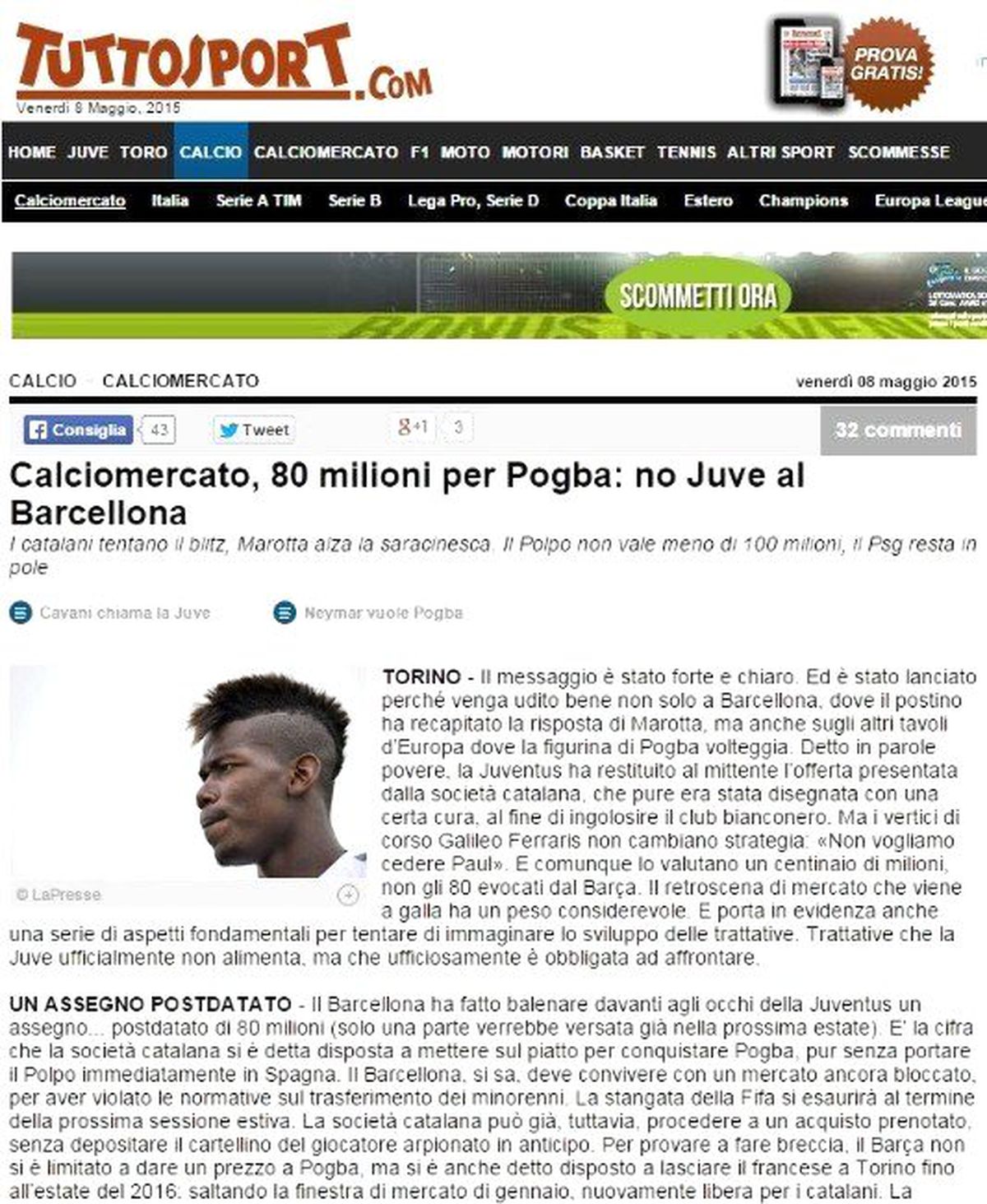 Juventus Pogba İçin 80 Milyon Euro\'yu Reddetti