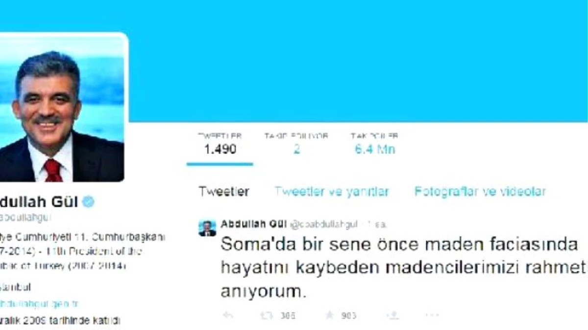 11. Cumhurbaşkanı Gül\'den Soma İçin Twitter Mesajı