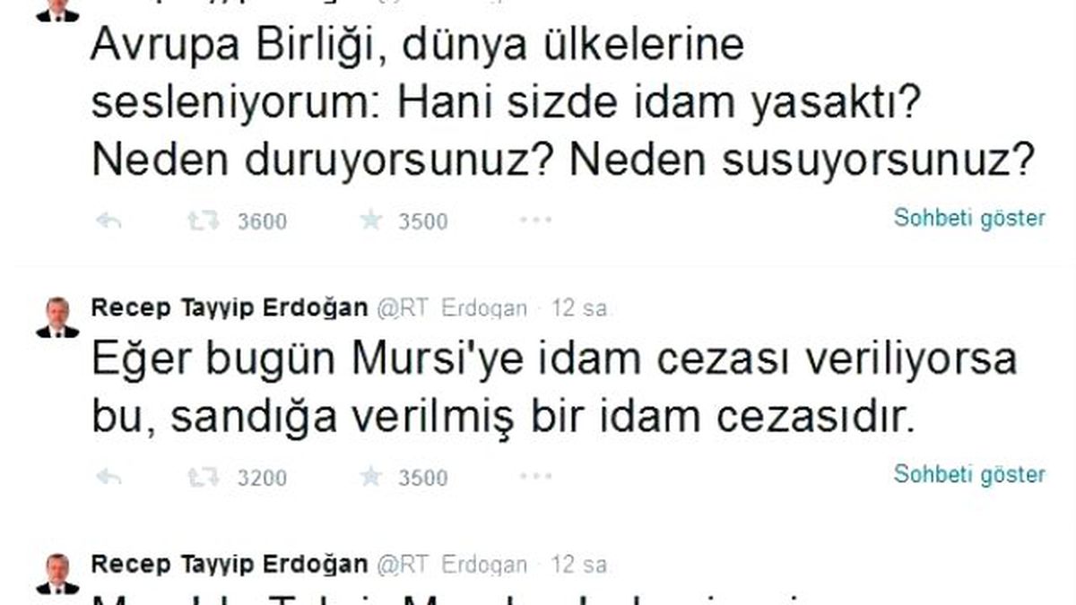Cumhurbaşkan Erdoğan\'dan 3 Dilde Mursi\'ye Destek Tweeti