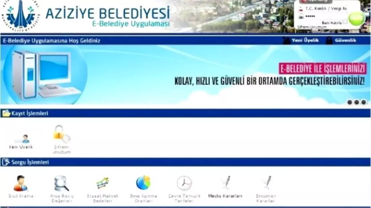 Aziziye\'den "E-belediyecilik" Atılımı …