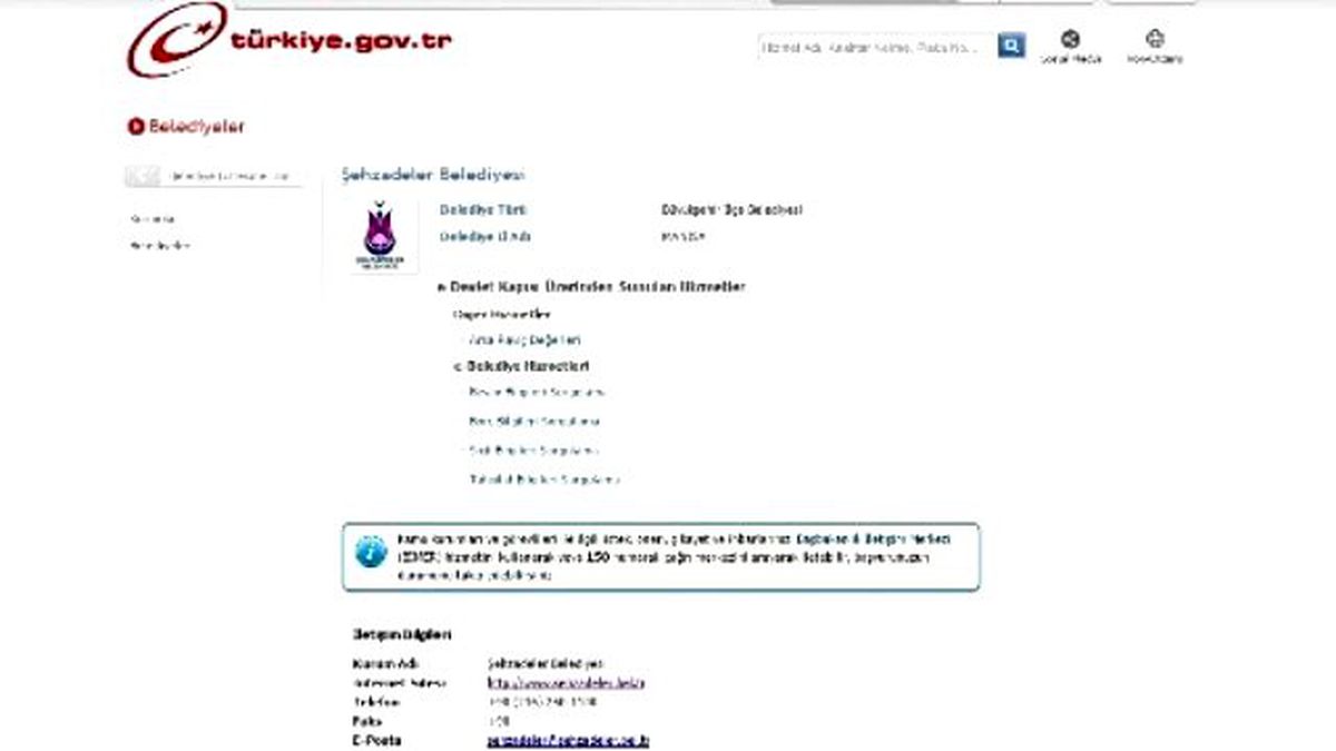 Şehzadeler Belediyesi E-devlet Kapısında
